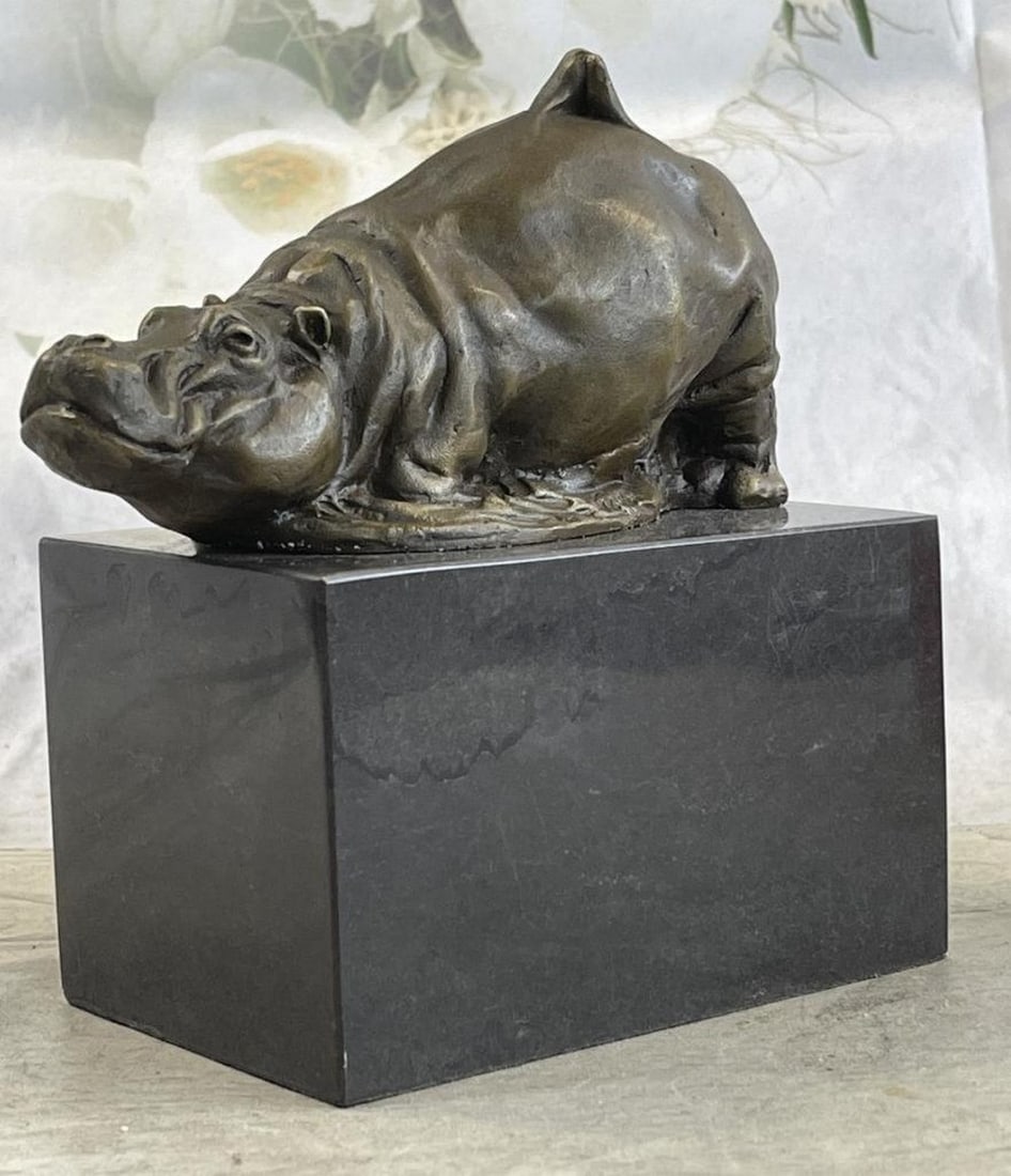 Miniature Hippopotamus Bronze Sculpture (1 of 3)