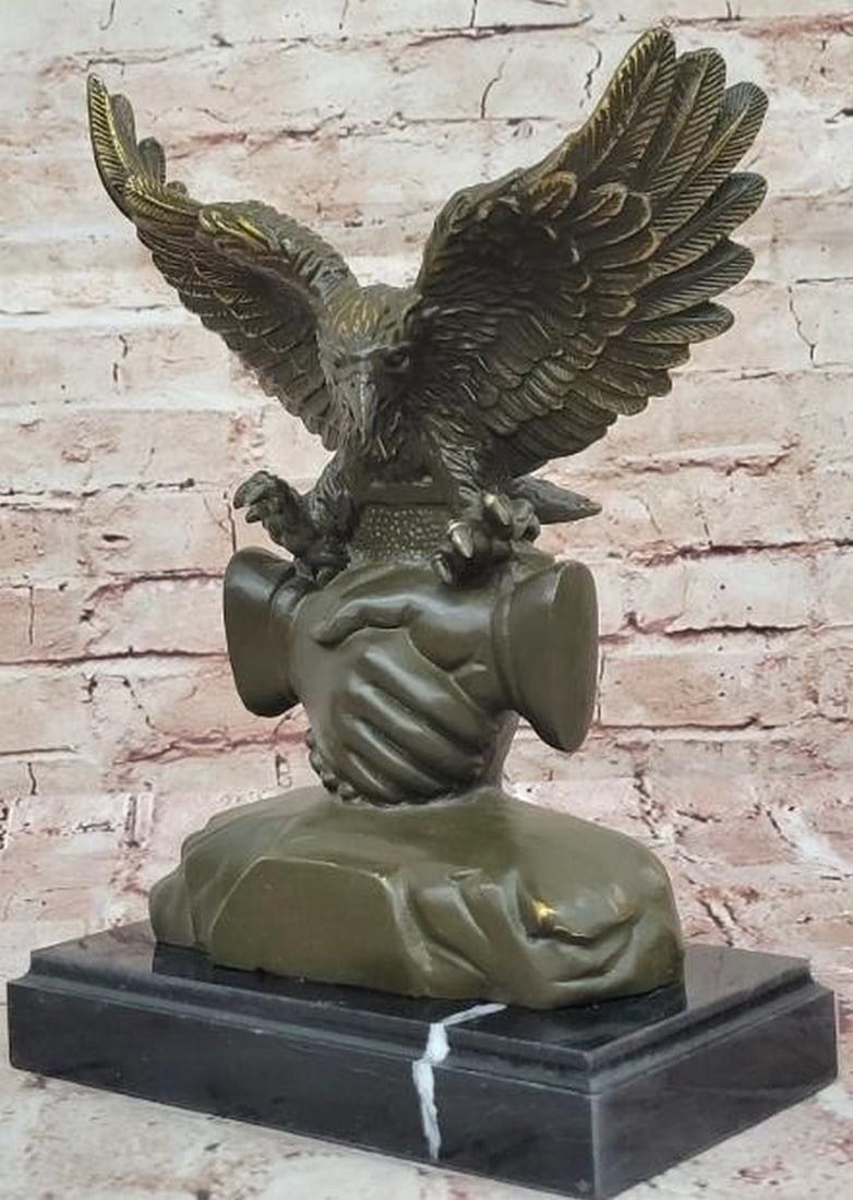 Bronze Eagle and Handshake Statue - 2