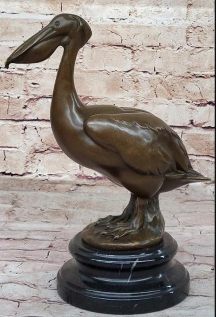 Bronze Stork Bird Sculpture on Marble Base (1 of 7)
