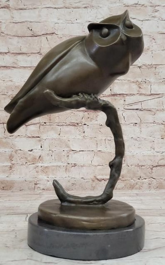 Abstract Owl on Curved Branch Bronze Sculpture (1 of 6)
