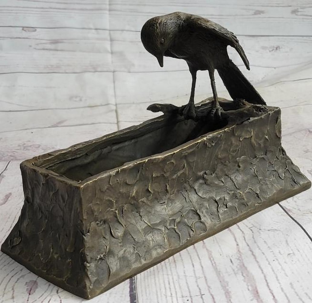Bronze Bird Window Box Planter: Bronze Bird Window Box Planter Bearing the signature of artist A. F. Sautner, this elegant bronze metal planter combines natural charm with functional design. A rectangular window box is accented by