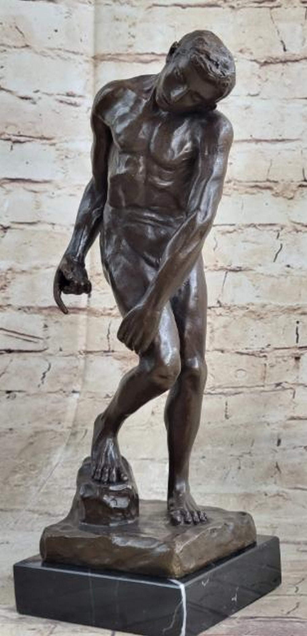 Adam Bronze Statue Replica: Adam Bronze Statue Replica A powerful representation of human form and emotion, this bronze statue is a finely crafted replica of Adam by the legendary sculptor Auguste Rodin. Depicting a nude, muscu