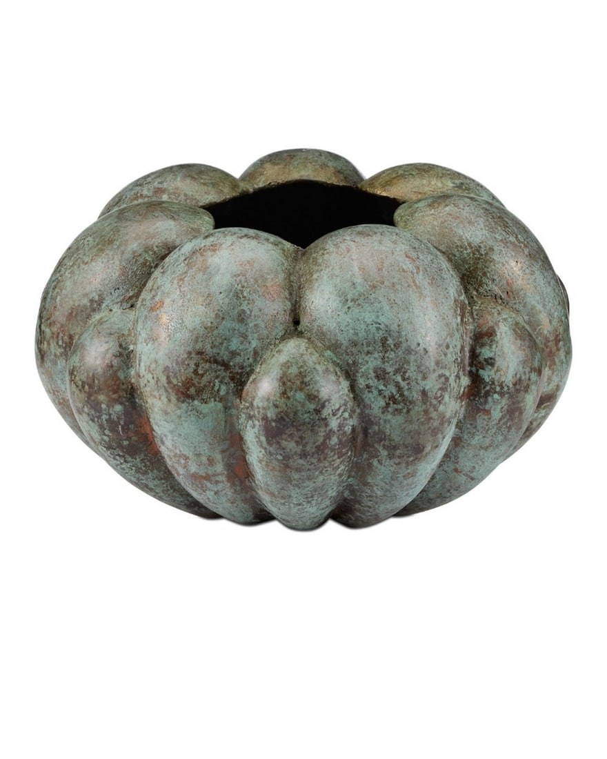 Verdigris Bowl, Rotterdam Collection: Verdigris Bowl, Rotterdam Collection The Rotterdam Bowl is an eye-catching decorative vessel crafted from cast aluminum, its surface adorned with an extraordinary raw patina. Once removed from the mo