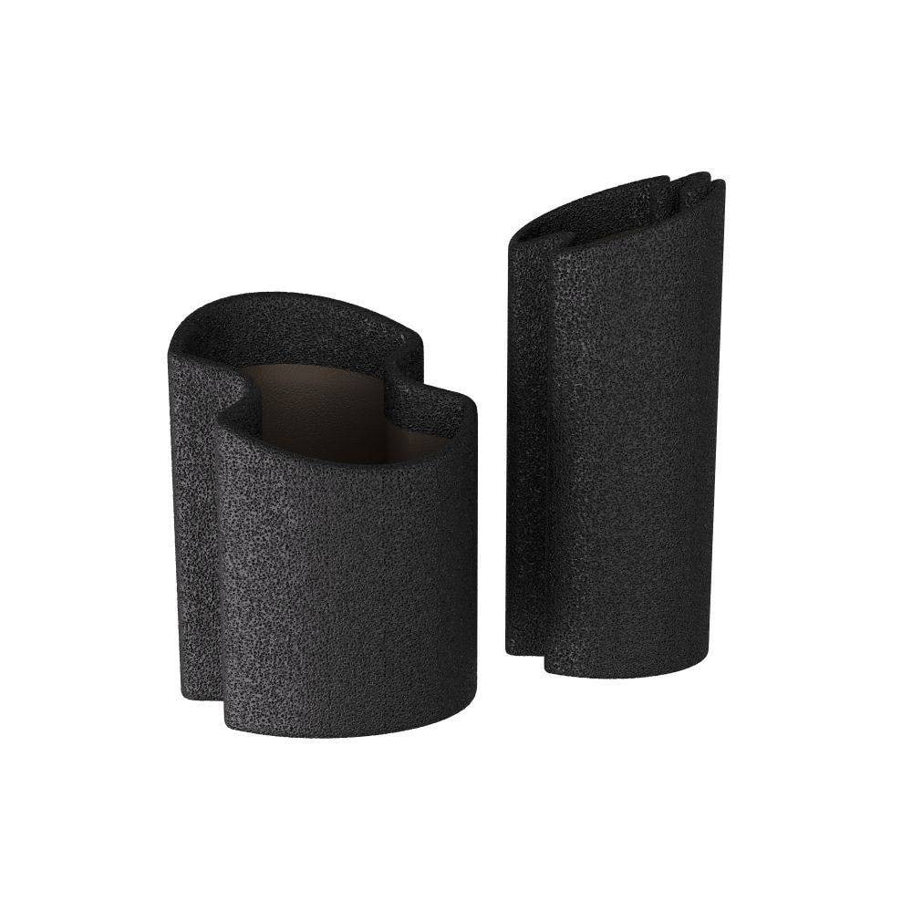 Charcoal, Xyla Collection Set of Two Vases: Charcoal, Xyla Collection Set of Two Vases These ceramic vases, finished in a rich, deep charcoal hue, boast textured surfaces and fluid, organic curves softened by subtly indented channels and roun