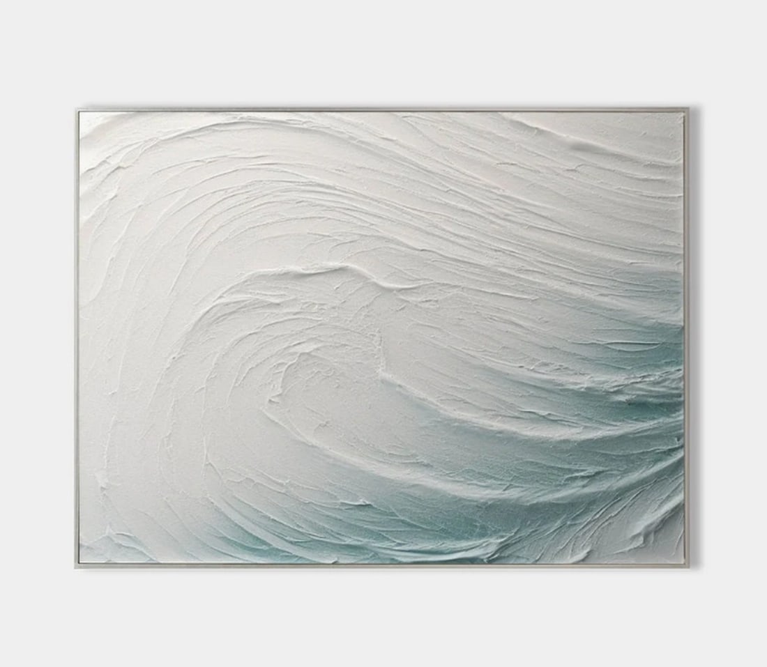 "Whispers of the Sea" Abstract Textured Canvas Painting: "Whispers of the Sea" Abstract Textured Canvas Painting This painting captures the serene and fluid motion of ocean waves. The artist uses soft, swirling lines and a muted color palette of whi