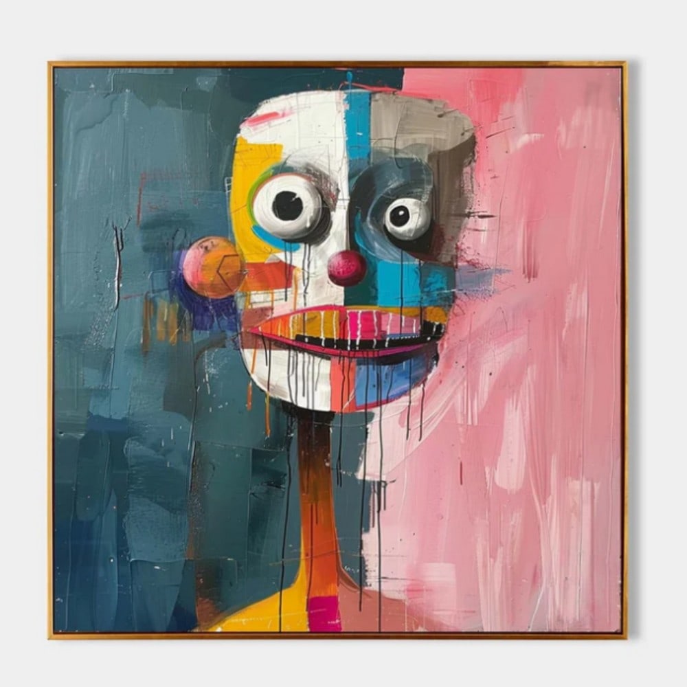 "Contrasting Realities" Pop Art Canvas Painting: "Contrasting Realities" Pop Art Canvas Painting A striking balance of cool and warm tones brings this portrait to life, challenging the viewer to explore the push and pull between contrasting