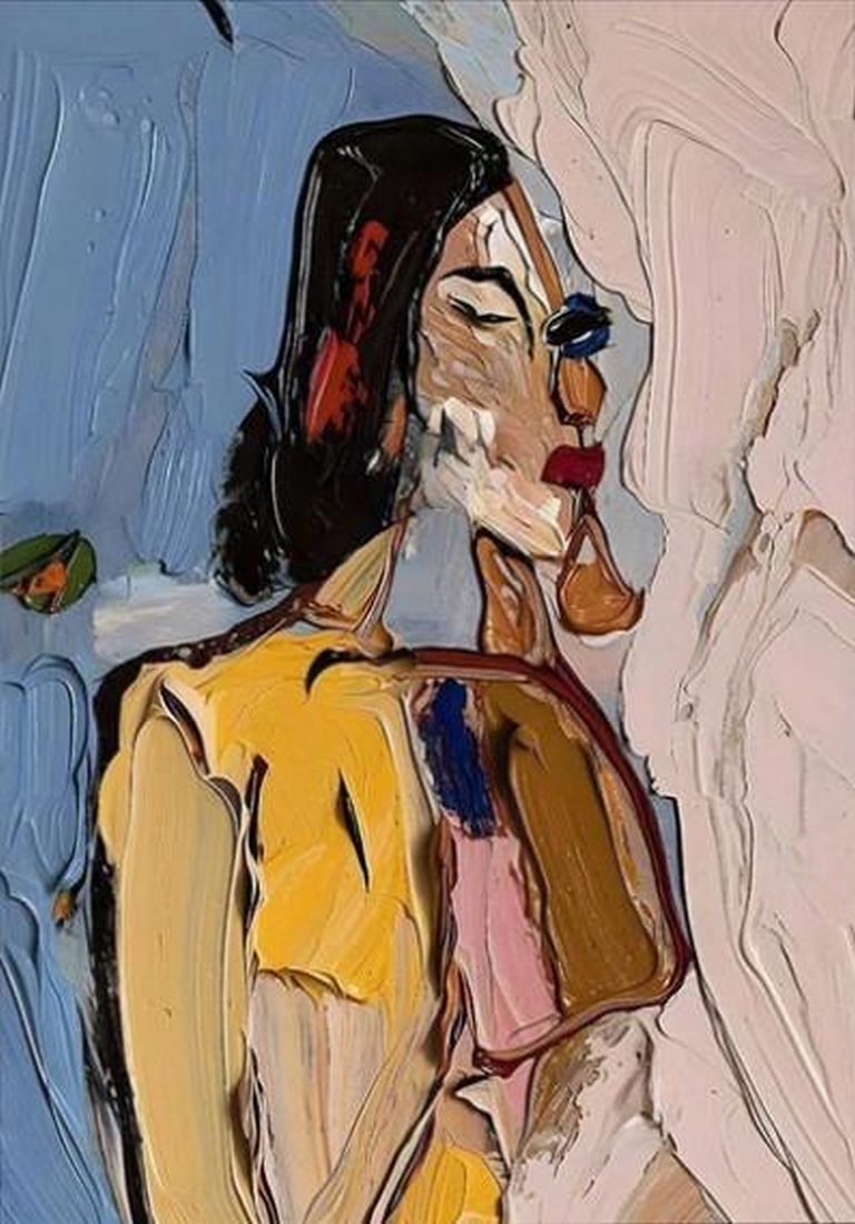 Silhouette in Thought: Silhouette in Thought Silhouette in Thought presents the essence of a woman distilled into elegant, abstract lines. Elongated forms and subtle curves evoke quiet strength and introspection, while