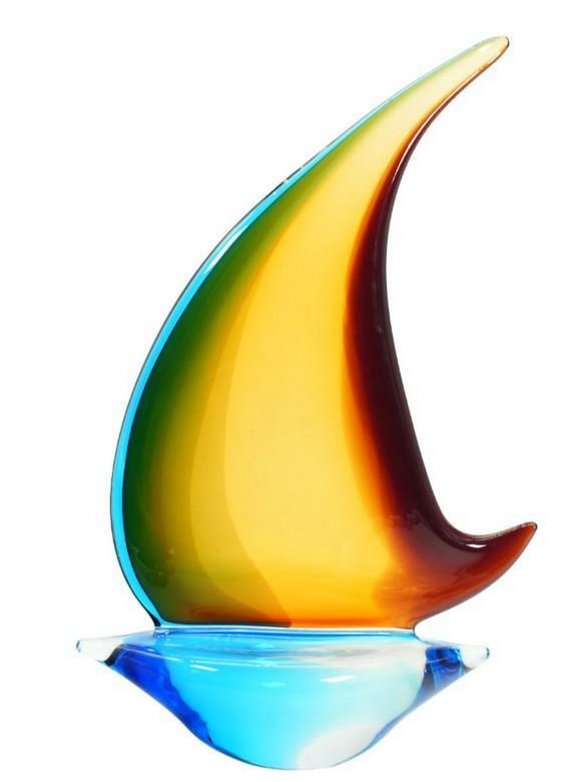 Winds of Mali: Winds of Mali Inspired by the elegance of wind and water, the Mali sailboat is a striking Murano glass creation defined by fluid lines and translucent color. Hand-blown by master artisans, it