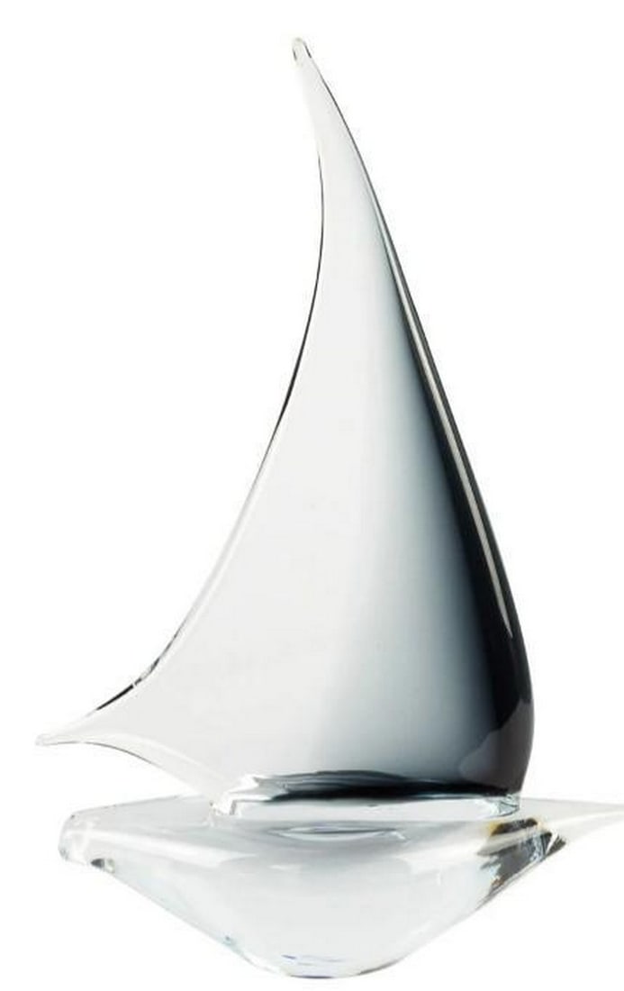 Midnight Sail: Midnight Sail Sleek and sophisticated, this black Murano glass sailboat captures the essence of motion and modern design. Hand-blown with precision, its elegant silhouette and deep, glossy tones