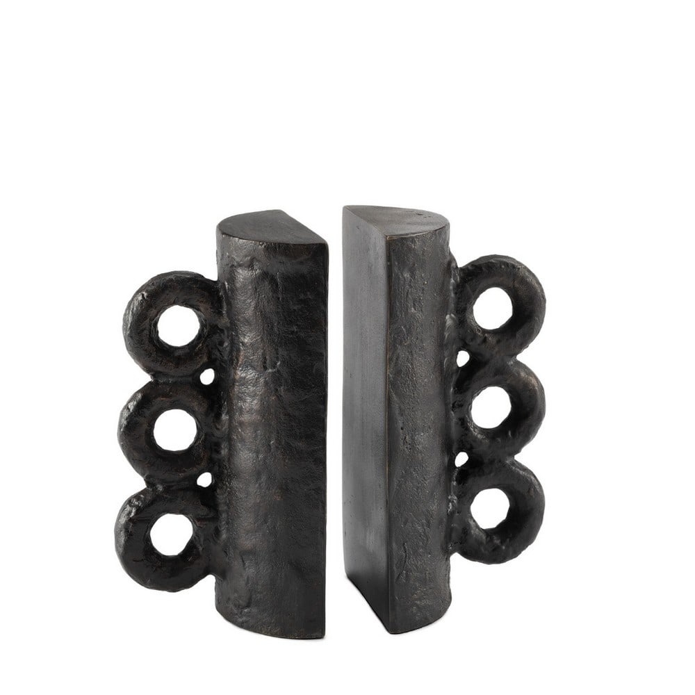 "Blacken Zinc" Chandra Collection Bookends: "Blacken Zinc" Chandra Collection Bookends Enhance your living space with the Chandra Bookends, whose distinctive textured finish draws inspiration from classic paper mache techniques.