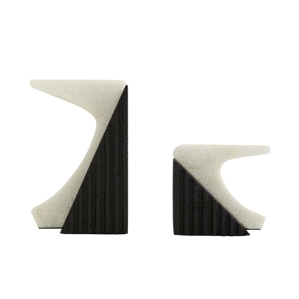 "Ivory" Jordono Collection Bookends: "Ivory" Jordono Collection Bookends The captivating curves and sleek lines of these bookends, inspired by mid-century modern architecture, infuse any bookshelf with refined elegance and visu