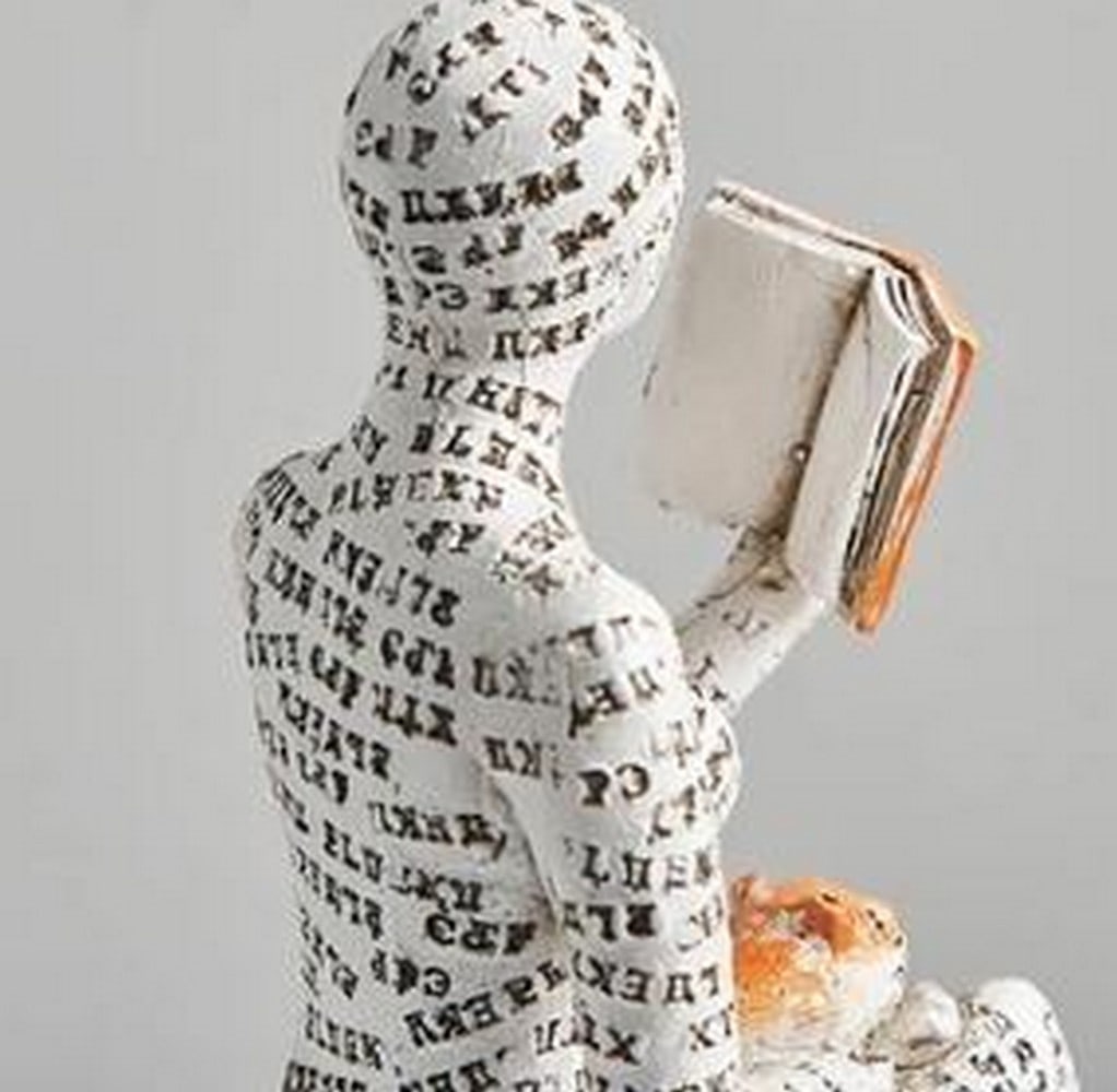The Reader: Scripted Figure with Cat Sculpture - 3