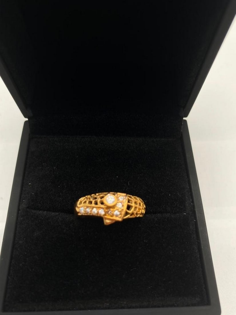 Glamorous Tension Setting, Swarovski Crystal and Yellow Gold Ring: Glamorous Tension Setting, Swarovski Crystal and Yellow Gold Ring Set in a flawless tension setting, Made in Israel. Hand-Prong Set- Hand Finished - Nickel Allergy Free, Base Metal- Brass, 18KTGP Yel