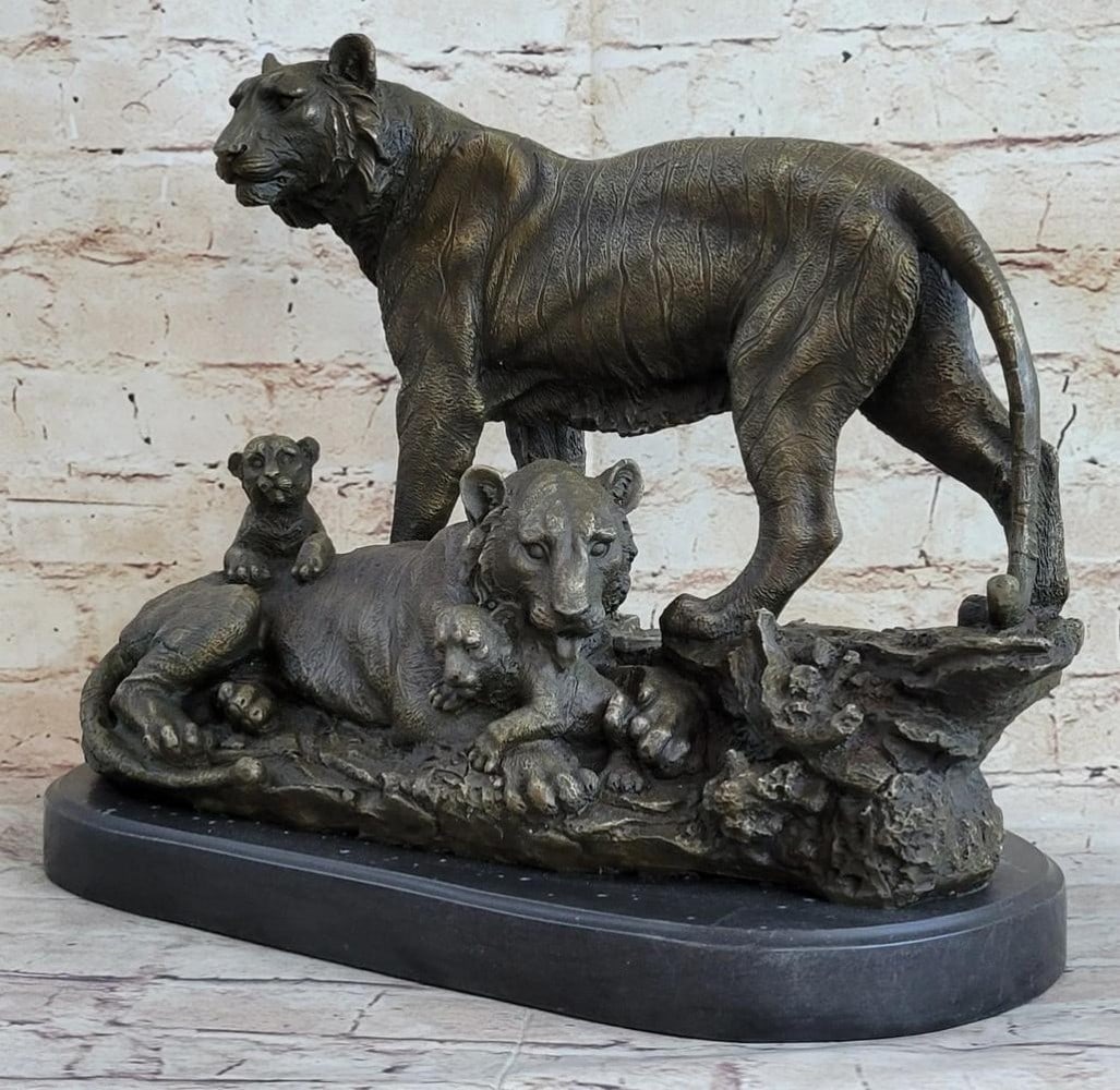 Lion Family Bronze Sculpture After Barye – 12" x 16" (1 of 5)