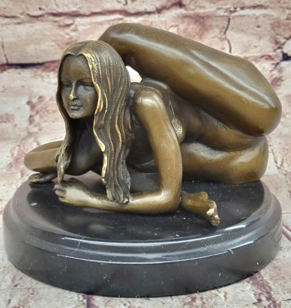 Original Signed Jean Patou Limited Edition Bronze Contortionist Dancer Sculpture - 6" x 7": Original Signed Jean Patou Limited Edition Bronze Contortionist Dancer Sculpture - 6" x 7" Handcrafted using the lost wax method, this bronze sculpture by Jean Patou depicts an exotic dancer i