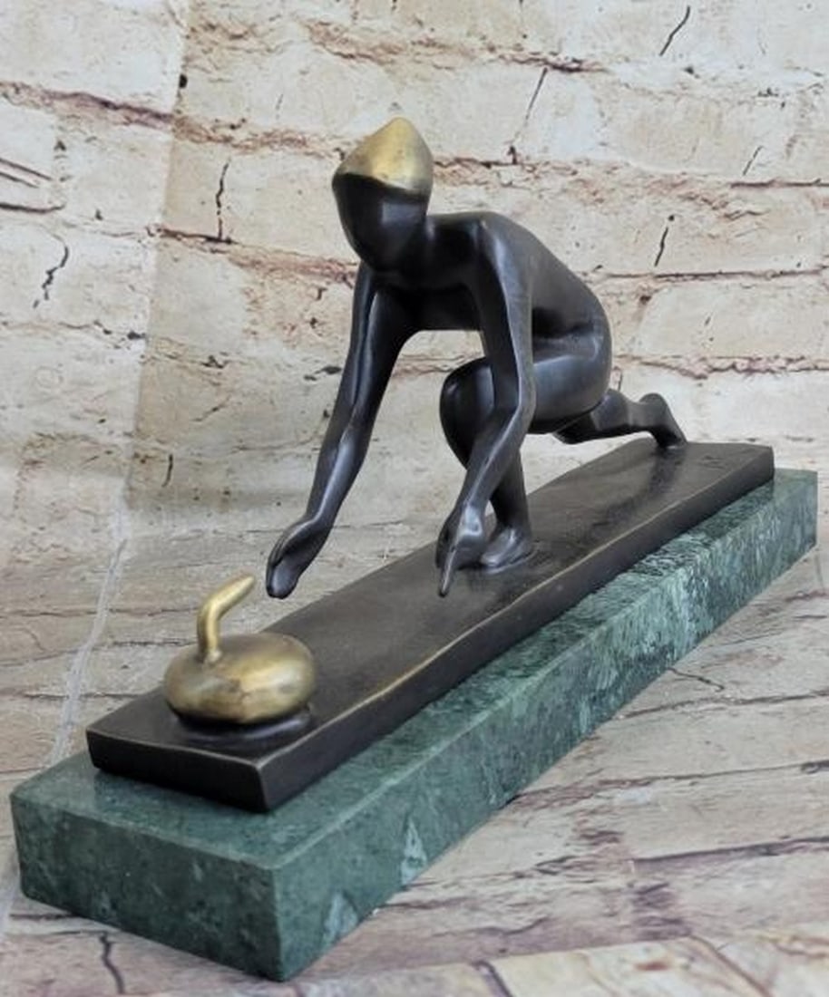 The Perfect Slide Bronze Sculpture - 6.5" x 12.5": The Perfect Slide Bronze Sculpture - 6.5" x 12.5". An original dynamic bronze sculpture inspired by and bearing the signature of artist Mario Nick, capturing the precision and grace of a curl