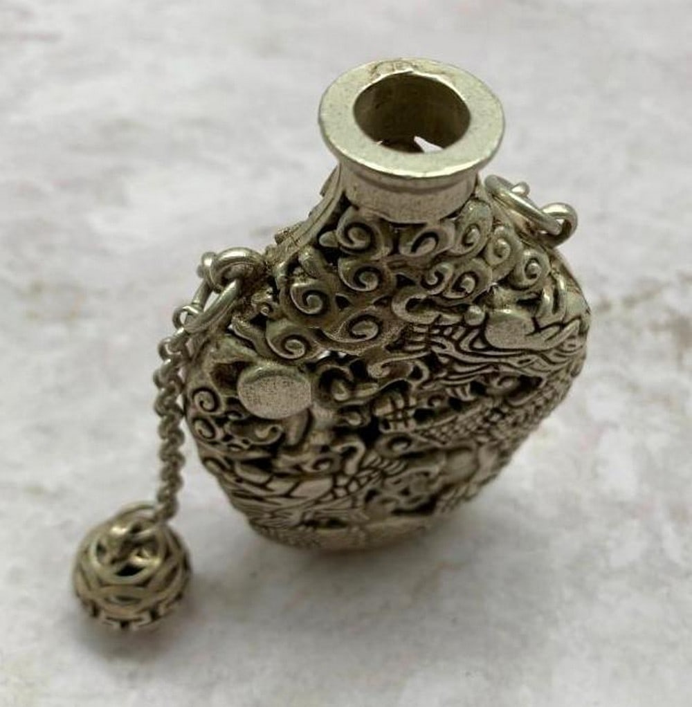 Mythical Dragon Silver Snuff Bottle - 6