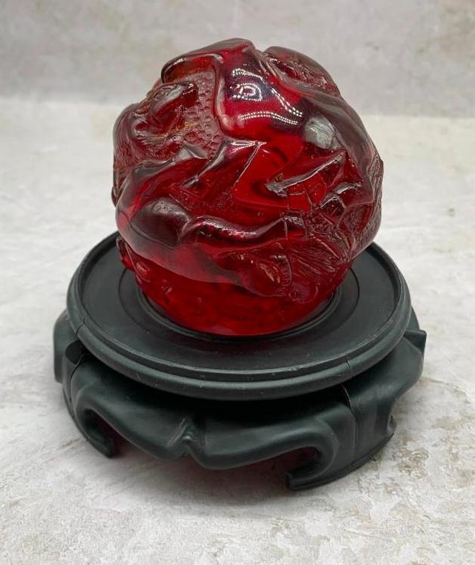 Zodiac Orb: A Celestial Talisman: Zodiac Orb: A Celestial Talisman This captivating red orb features intricate carvings of the 12 Chinese Zodiac animals, delicately etched into its smooth surface. Each animal, representing a