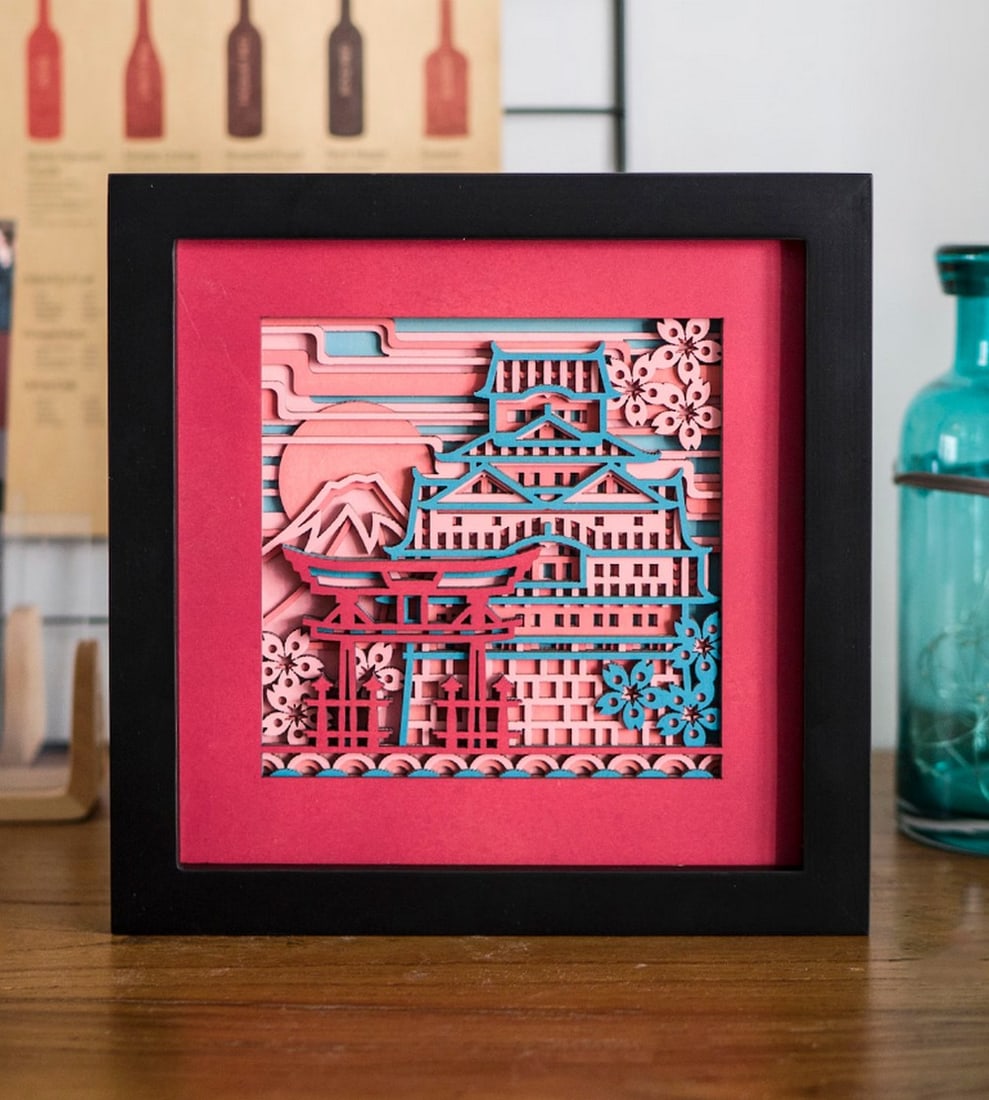 Chinese Temple Multi-layer Laser Cut Wood Carving: Chinese Temple Multi-layer Laser Cut Wood Carving This multi-layer wood art adds a graceful and distinctive touch to your home. Designed with intricate, detailed patterns, it offers a captivating vis