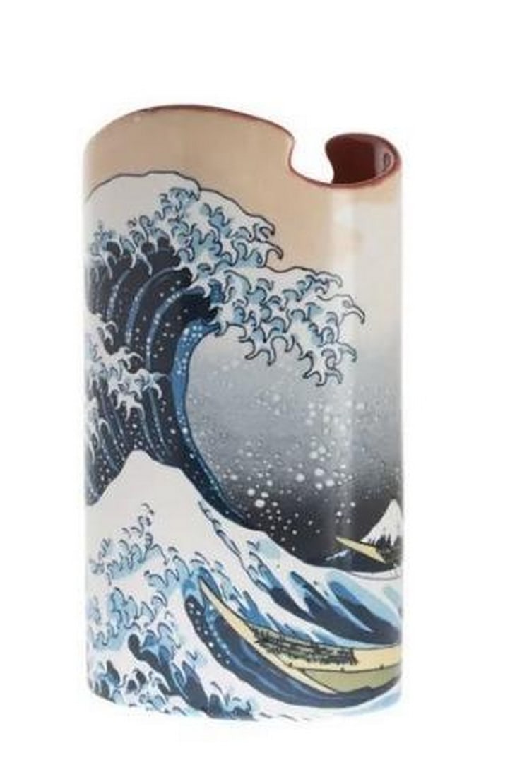 Hokusai’s The Great Wave Porcelain Vase: Hokusai’s The Great Wave Porcelain Vase. This elegant porcelain vase (inspired by) showcases a breathtaking rendition of Hokusai’s iconic The Great Wave off Kanagawa. The timeless blue-and-white