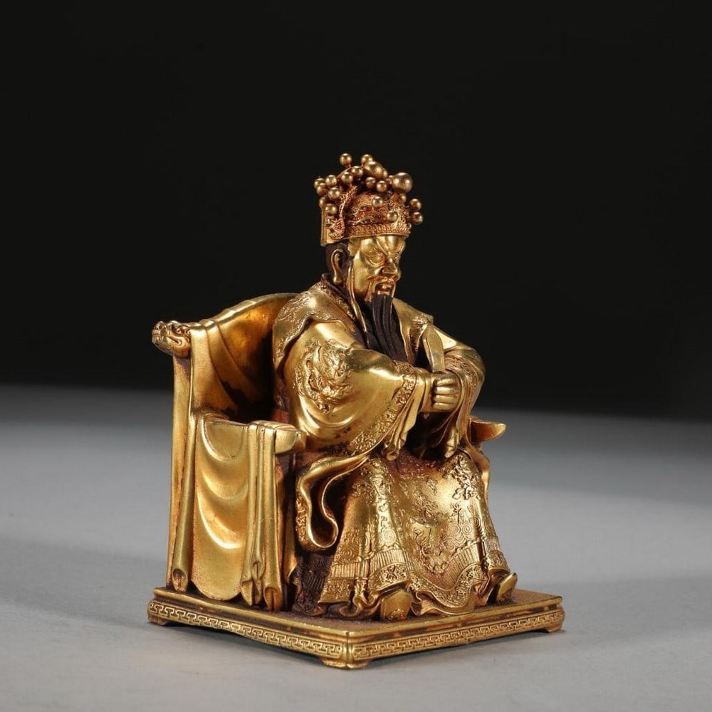 Bronze Dragon Master Sitting Statue - 2