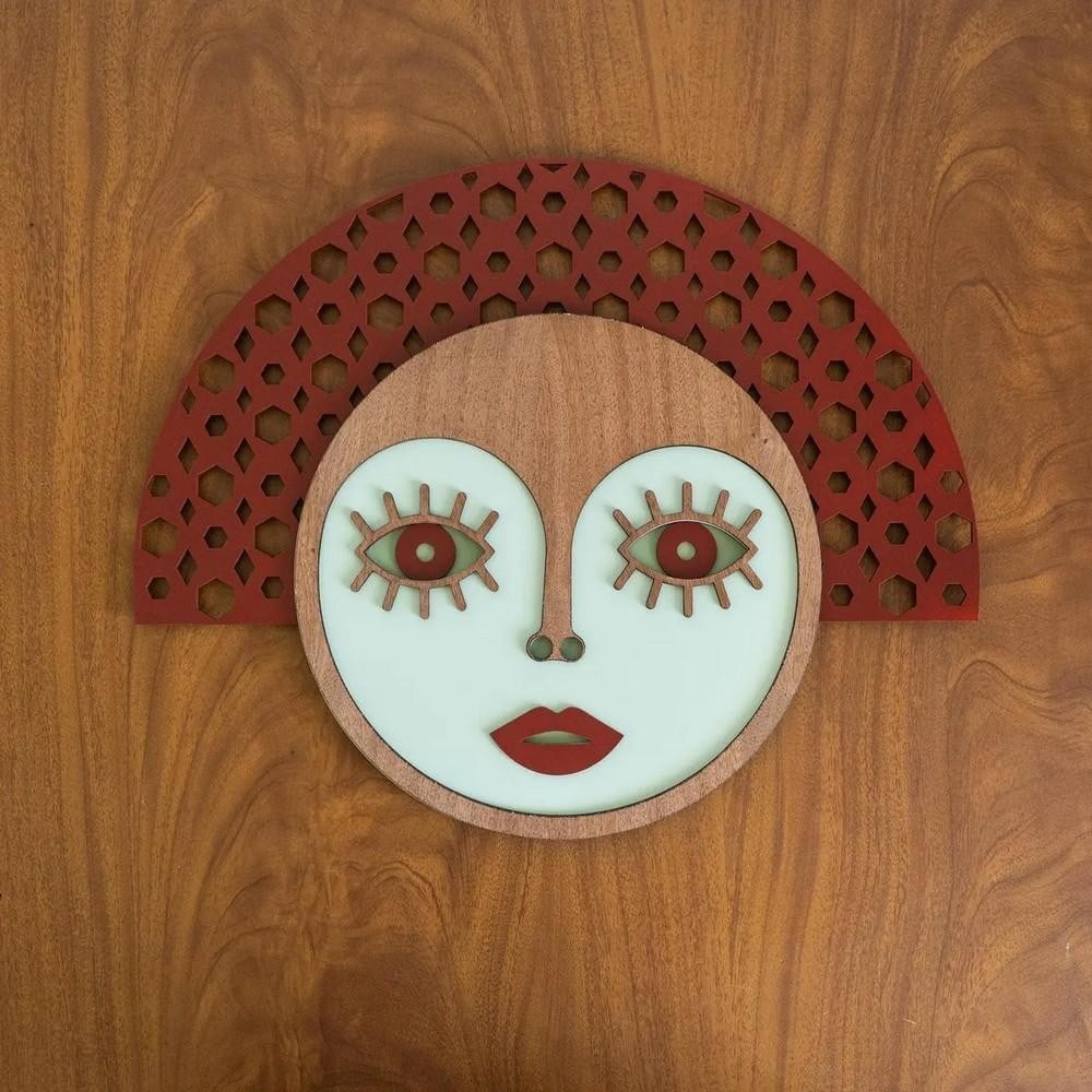 Queen of Diamonds Wooden Wall Mask: Queen of Diamonds Wooden Wall Mask Step into a world of sophistication with the Queen of Diamonds wooden wall mask. This intricately designed mask exudes royal charm and artistic elegance. Handcrafted