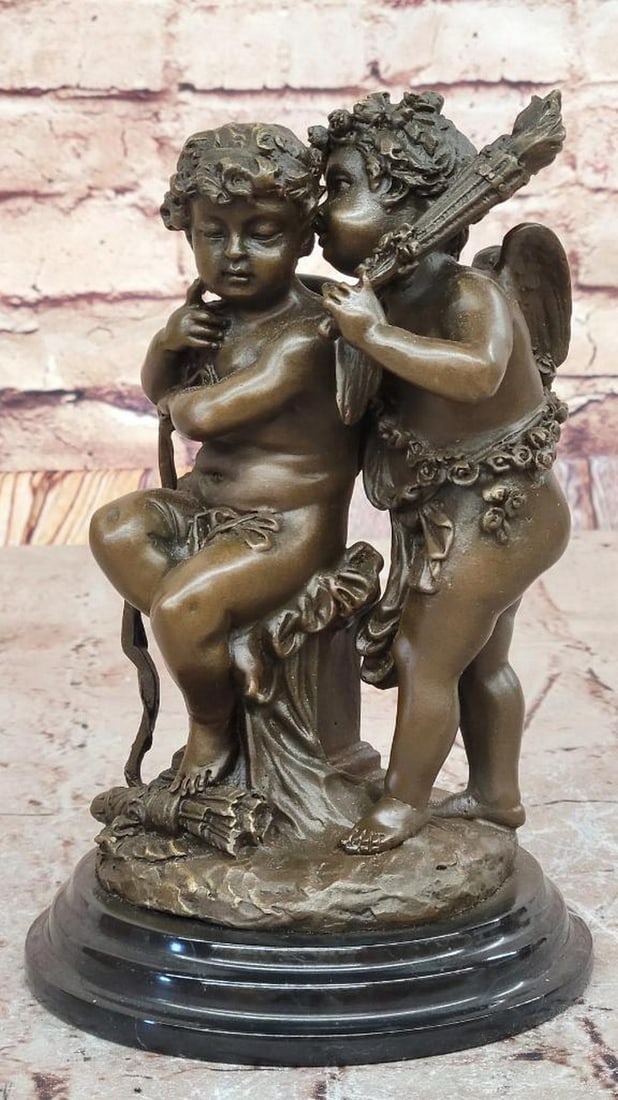 Whispered Secrets" Bronze Sculpture Inspired by Albert-Ernest Carrier-Belleuse - 8" x 5: "Whispered Secrets" Bronze Sculpture Inspired by Albert-Ernest Carrier-Belleuse - 8" x 5" This exquisite bronze sculpture, inspired by the original terracotta model by renowned French