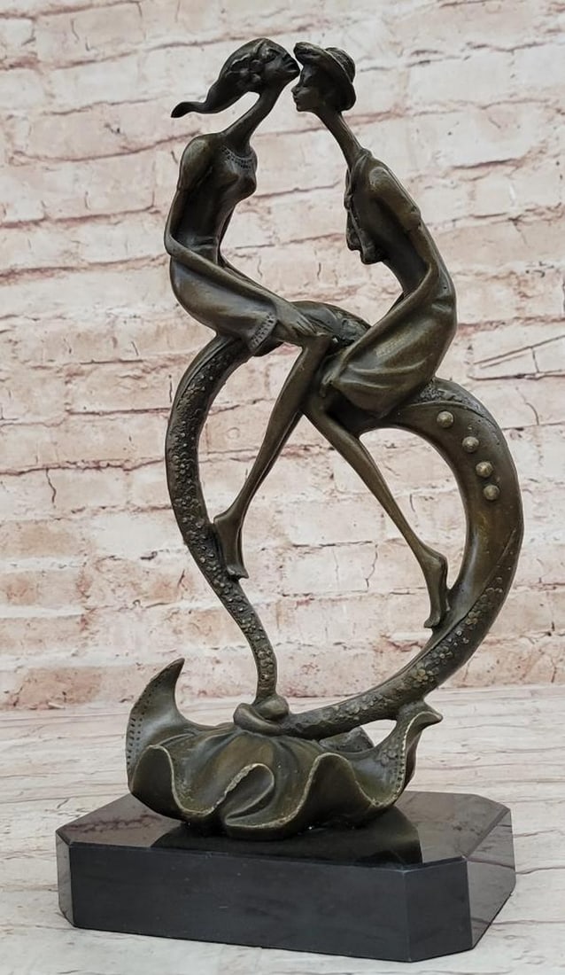 Everlasting Love Embrace Contemporary Abstract Bronze Sculpture by Collet on Marble Base - 12" x 6" (1 of 8)