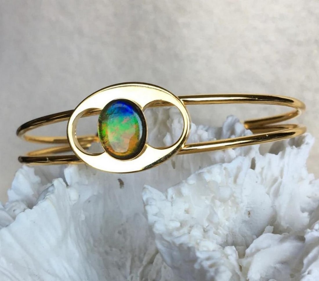 Celestial Tide Ammolite Cuff Bracelet - 2