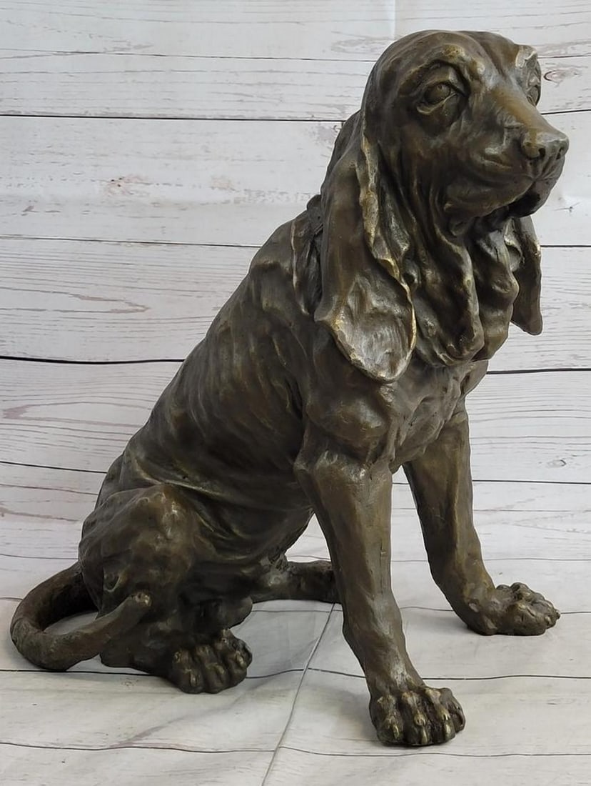 Bloodhound Basset Hound Bronze Sculpture - 14" x 18" (1 of 7)