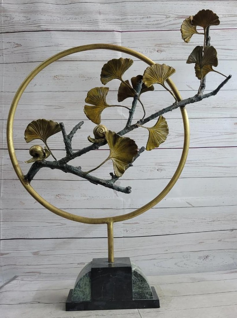 Original Gold Snails On Branches Bronze Sculpture - 27" x 32": Original Gold Snails On Branches Bronze Sculpture - 27" x 32" The peaceful Limited collector edition of group of Snails . This sculpture is 100% hot cast bronze metal and was handmade by arti