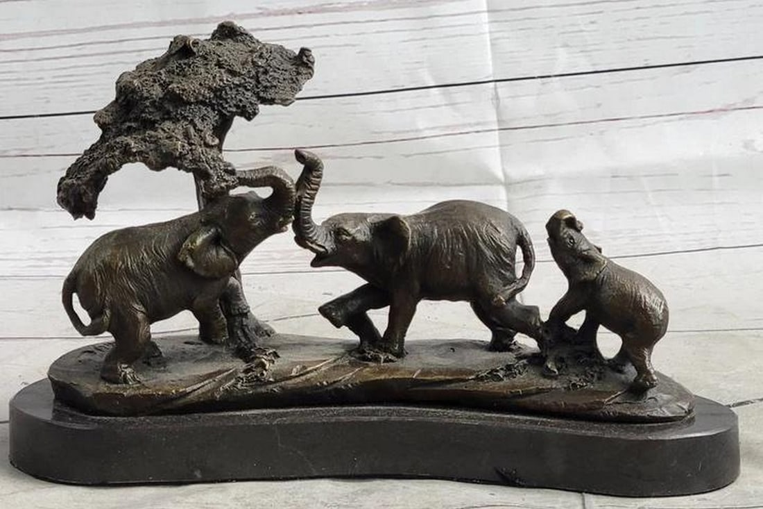 Elephant Family on the African Savannah Bronze Sculpture - 5" x 10": Elephant Family on the African Savannah Bronze Sculpture - 5" x 10" The mother and calf pair have been trekking the dry African plains for days and days in a monumental migration to reach a w