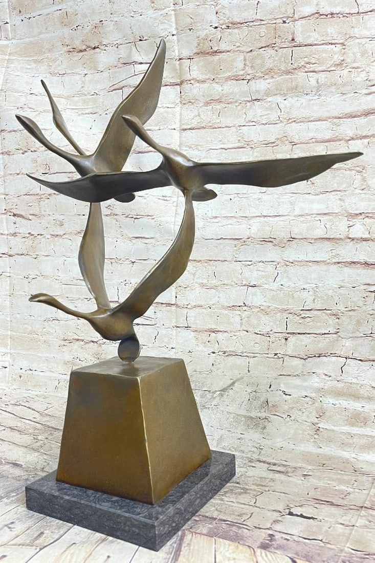 Signed Original Flying Birds by Anthony de Francisci Bronze Sculpture - 23" x 17.5" (1 of 5)