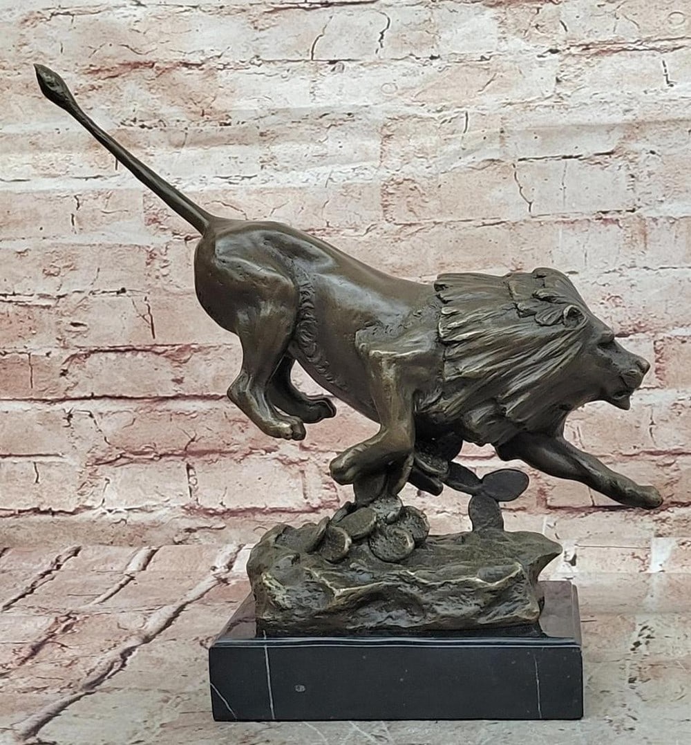 Running Lion Bronze Statue – 13" x 16" - 3
