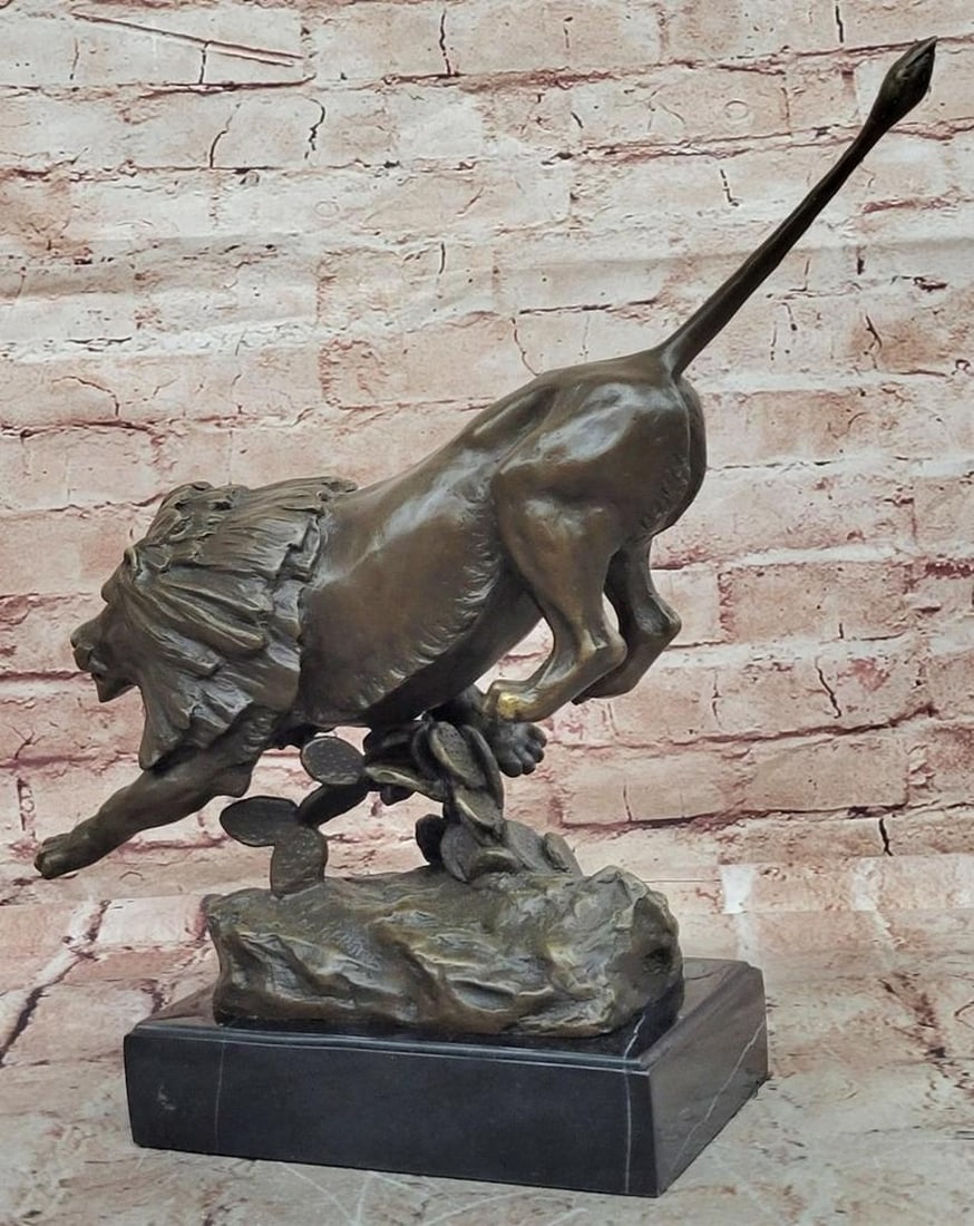 Running Lion Bronze Statue – 13" x 16" - 5