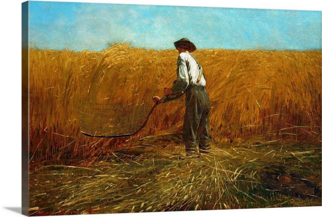 The Veteran in a New Field Canvas Reproduction by Winslow Homer – 30" x 20": The Veteran in a New Field Canvas Reproduction by Winslow Homer – 30" x 20" Painted soon after General Robert E. Lee's surrender and President Lincoln’s assassination in 1865, this ico