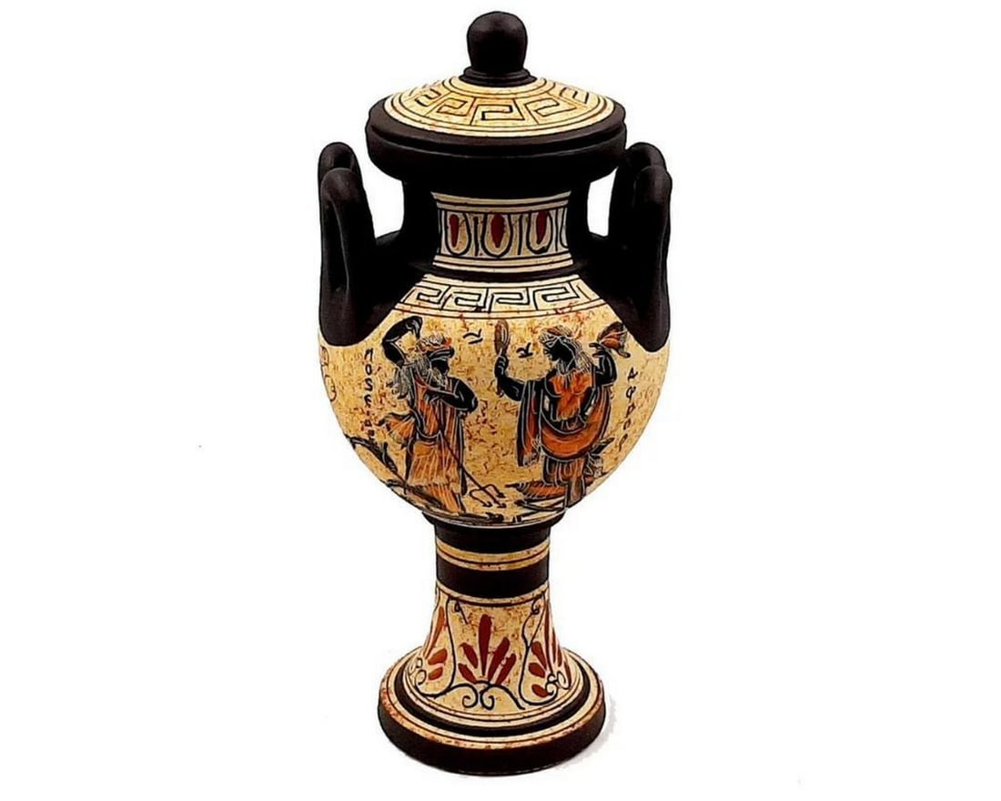 Ancient Greek Pottery Vase Replica with Olympian Gods and Dionysus, Hand-Painted (1 of 1)