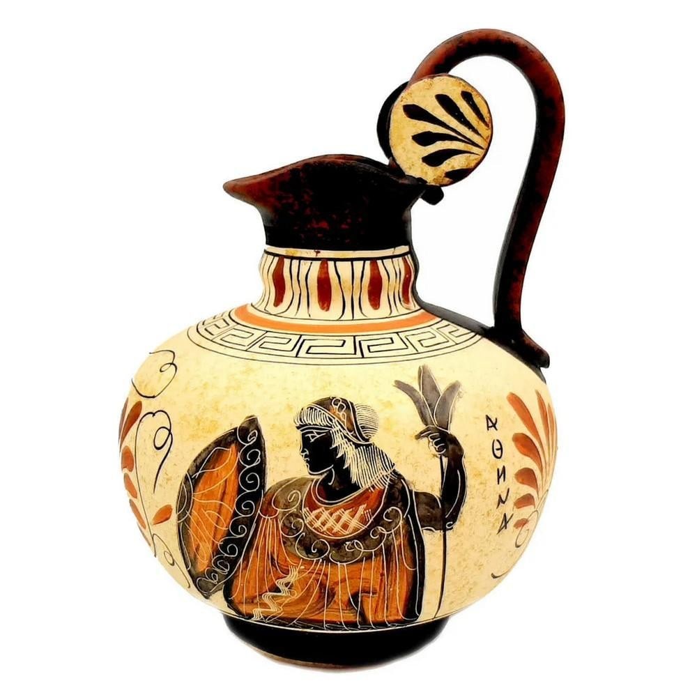 Goddess Athena Ceramic Oinochoe Replica Wine Jug, Rhodian Tradition (1 of 4)