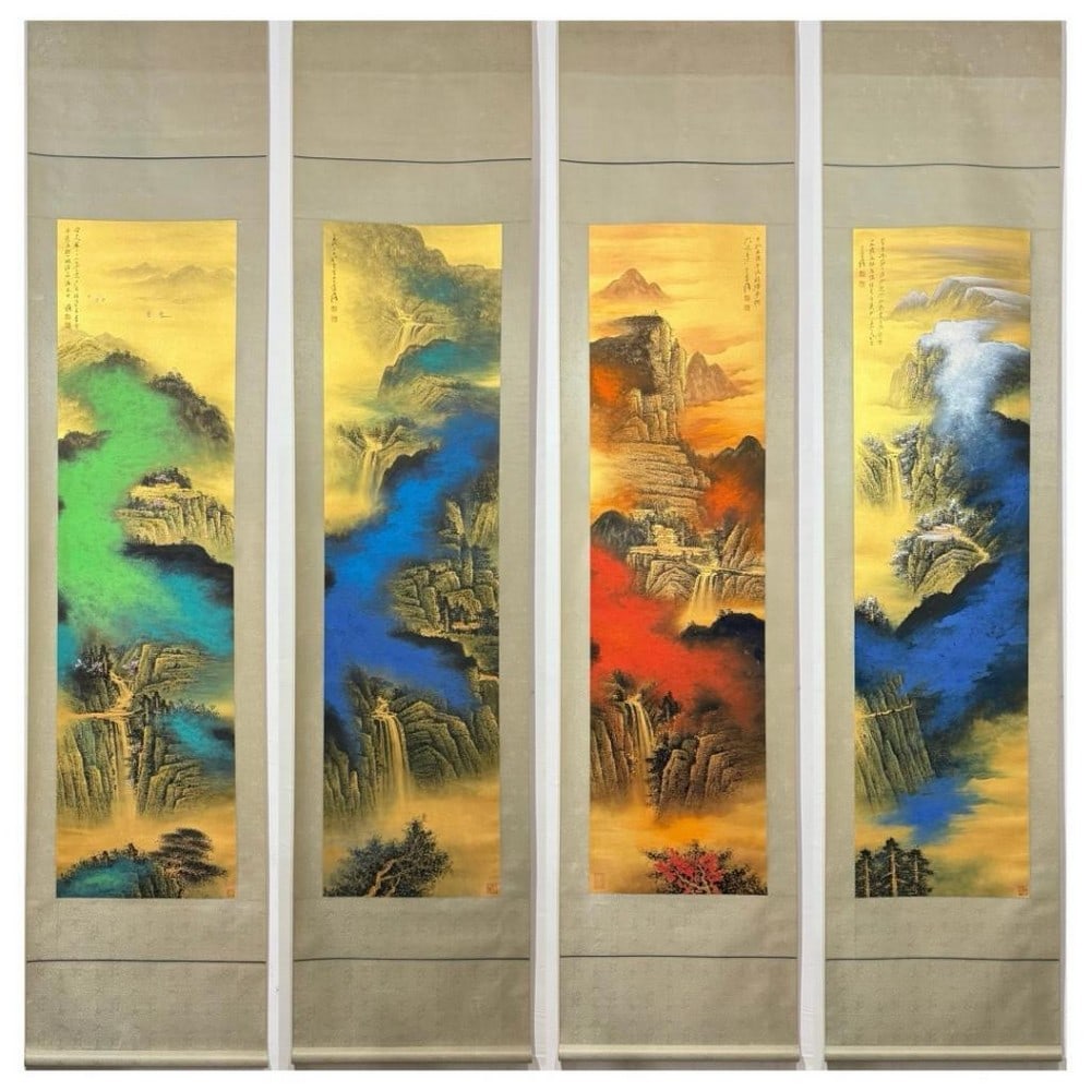 Four Seasons Landscape Inspired Scroll Set by Zhang Daqian (1 of 13)