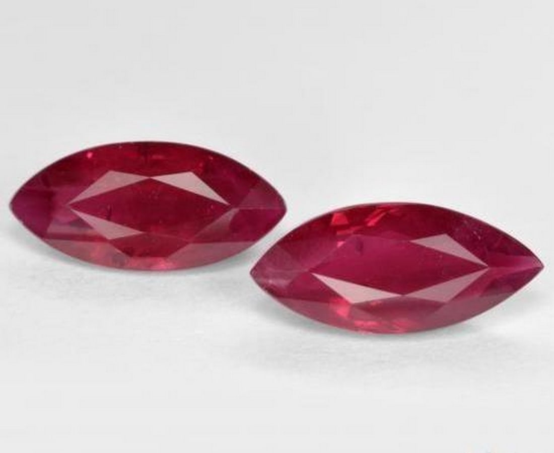 2.43 ctw Natural Medium-Dark Red Rubies, Marquise Cut, SI, Myanmar (1 of 3)