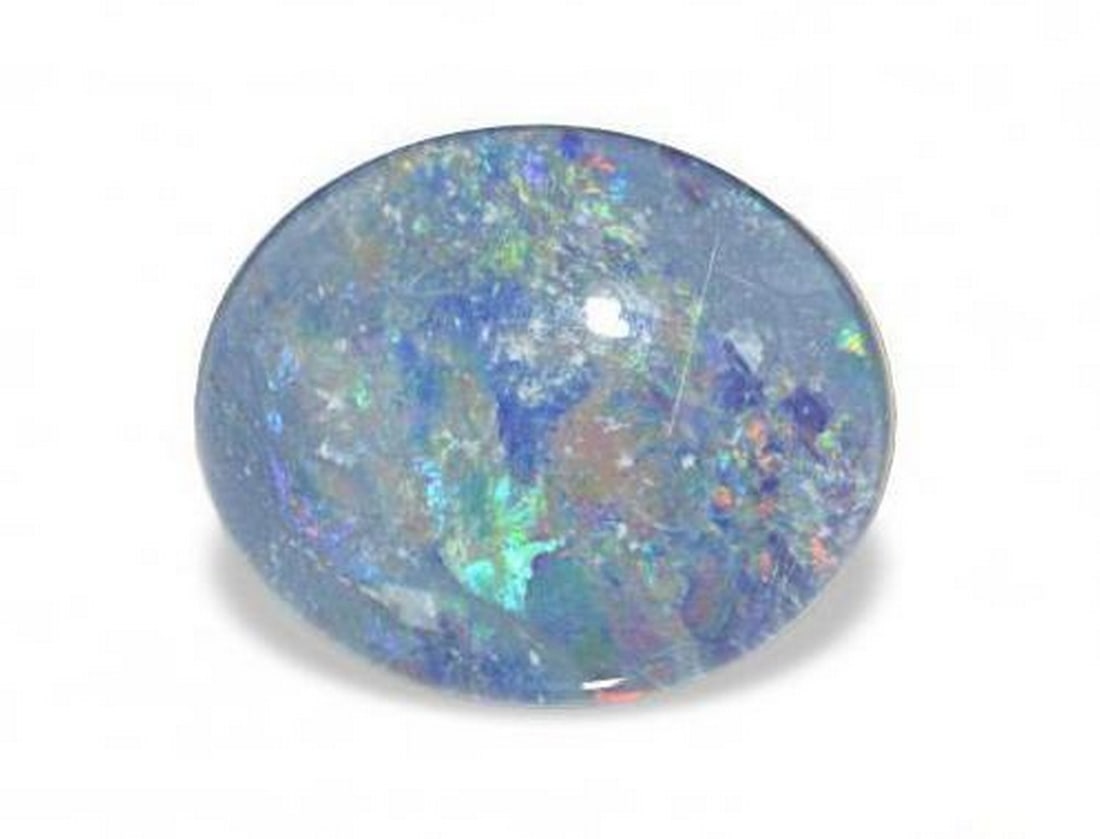 2.86 ct Natural Multicolor Opal Triplet, Oval Cabochon, Opaque, Australia (1 of 3)