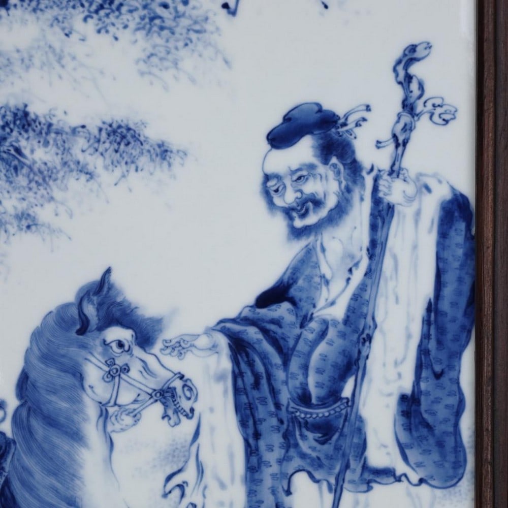 Republic of China Wang Bu Blue and White Bo Le Xiang Ma Story Porcelain Plaque (1 of 4)