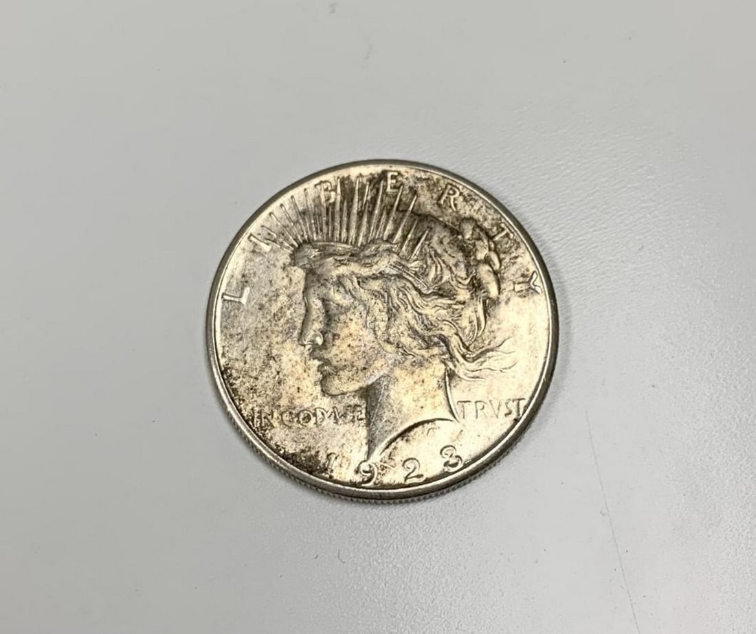 1923 S USA Peace Morgan Dollar: 1923 S USA Peace Morgan Dollar. Issued from 1921–1935, the Peace dollar is the only U.S. silver dollar minted to commemorate US peace. This 90%-silver coin was created by the prestigious San Fran