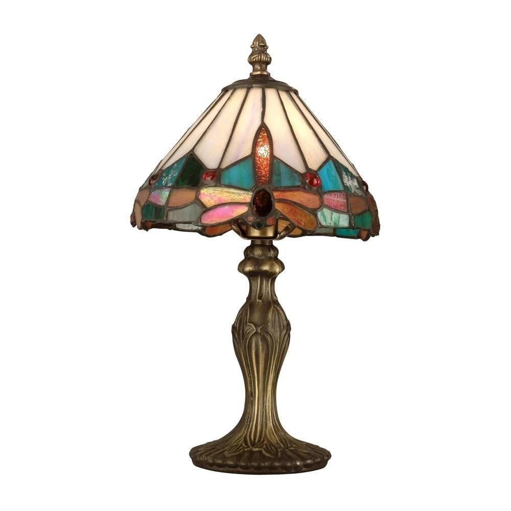 Tiffany-Style Mini Accent Lamp – Dragonfly Design: Tiffany-Style Mini Accent Lamp – Dragonfly Design. Tiffany's iconic dragonfly takes center stage in this colorful mini accent lamp. Though small in stature, it makes a big visual impact, with
