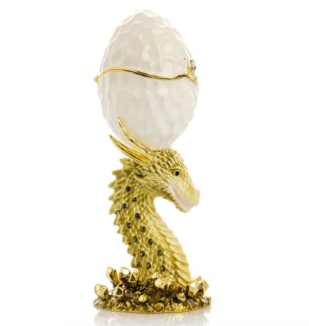 Golden Dragon With White Egg in Head Trinket Box: Golden Dragon With White Egg in Head Trinket Box Dragons in Chinese Culture, Each color carries their own special meaning Golden dragons always symbolize wealth, prosperity, strength, harvest, and