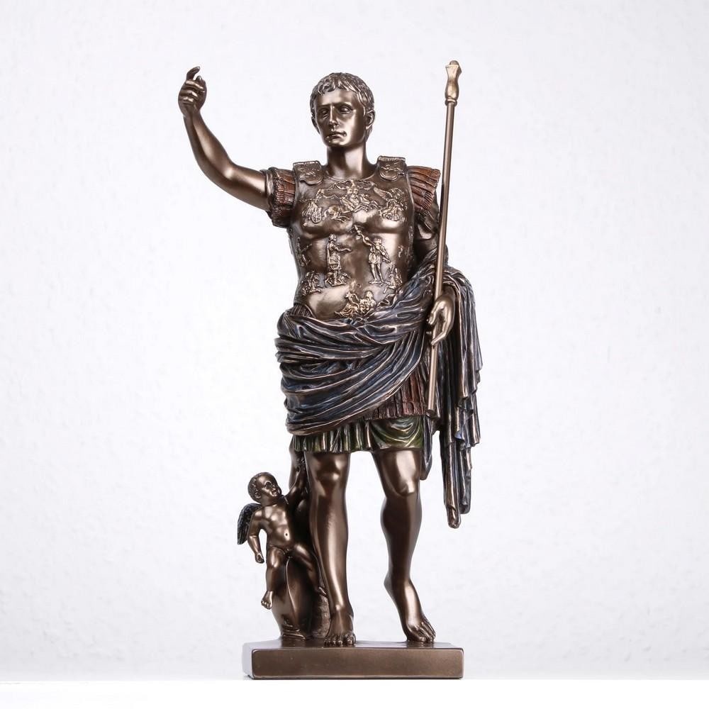 Cold Cast Bronze Sculpture of Augustus of Prima Porta - (2.6lbs): Cold Cast Bronze Sculpture of Augustus of Prima Porta - (2.6lbs) Capture the essence of classical beauty with our Cold Cast Bronze Sculpture of Augustus of Prima Porta. Cold cast bronze sculptures