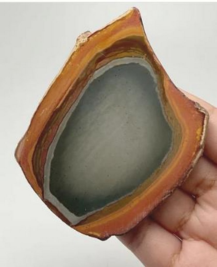 Desert Palette: Polychrome Jasper Slice: Desert Palette: Polychrome Jasper Slice. A stunning natural artwork that captures the vibrant hues and intricate patterns of the earth's landscape. This exquisite slice showcases a breathtaking bl