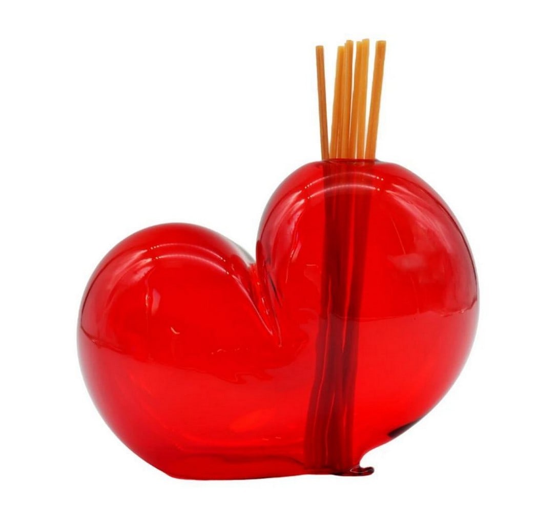 Love Heart Murano Glass Perfume Diffuser: Love Heart Murano Glass Perfume Diffuser This little heart-shaped bottle is handcrafted using the blown glass technique. Created freehand by a skilled glass master, it showcases exceptional attention
