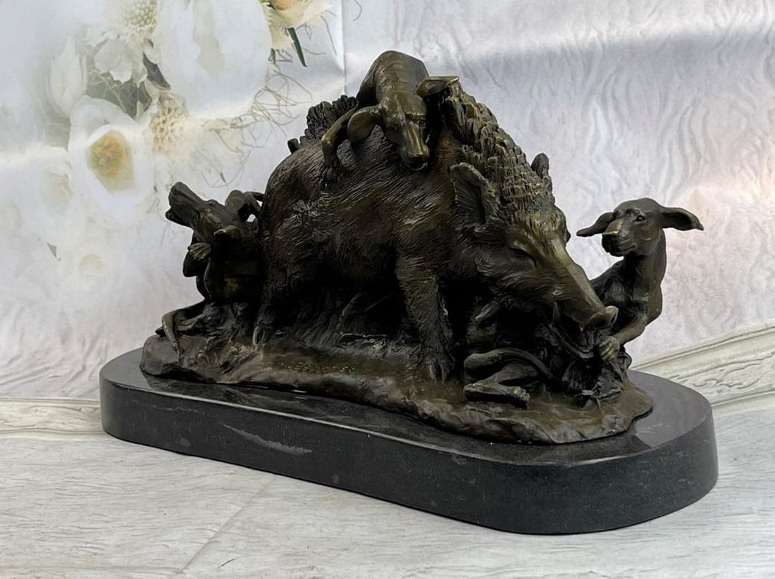 Dogs Hunting Wild Boar Bronze Sculpture (1 of 2)