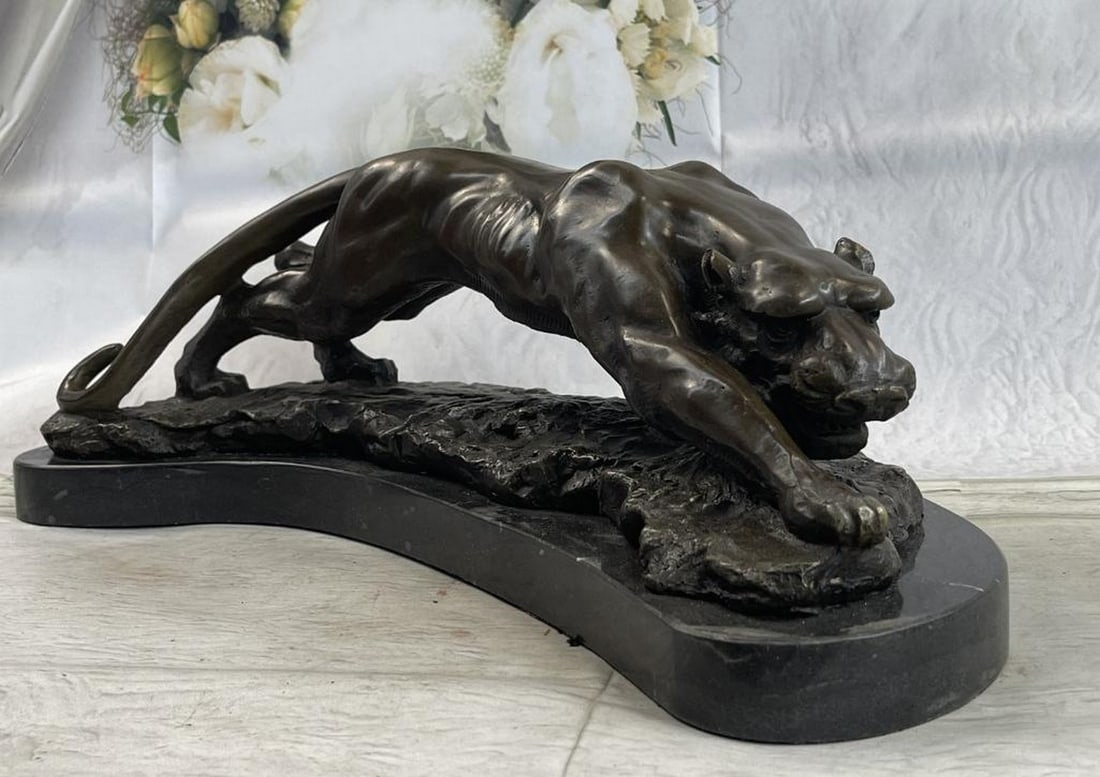 Handmade ''Walking Panther'' Bronze Sculpture: Handmade ''Walking Panther'' Bronze Sculpture You may never want to come face to face with one of these in person because once it sets its eye on you, there's